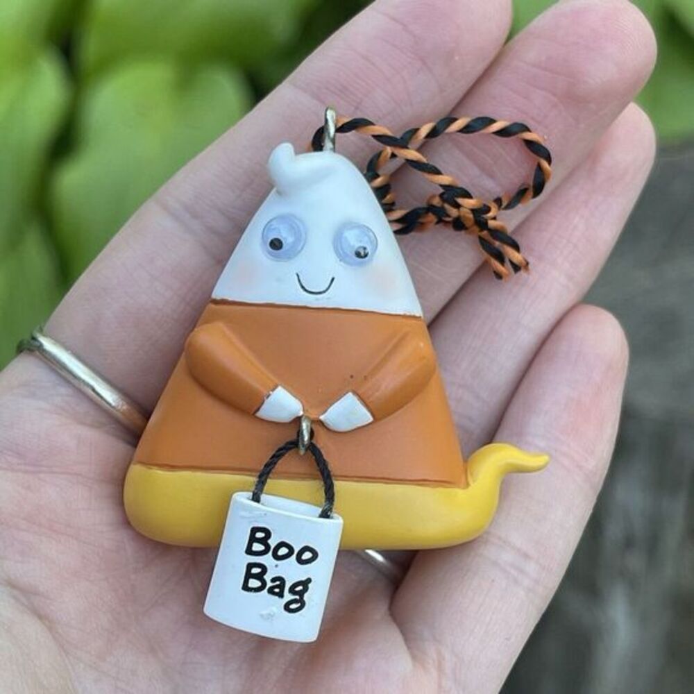 Hallmark Halloween Trimmer Ornaments Sweet and Silly Candy Corn Ghost Boo‎ Bag